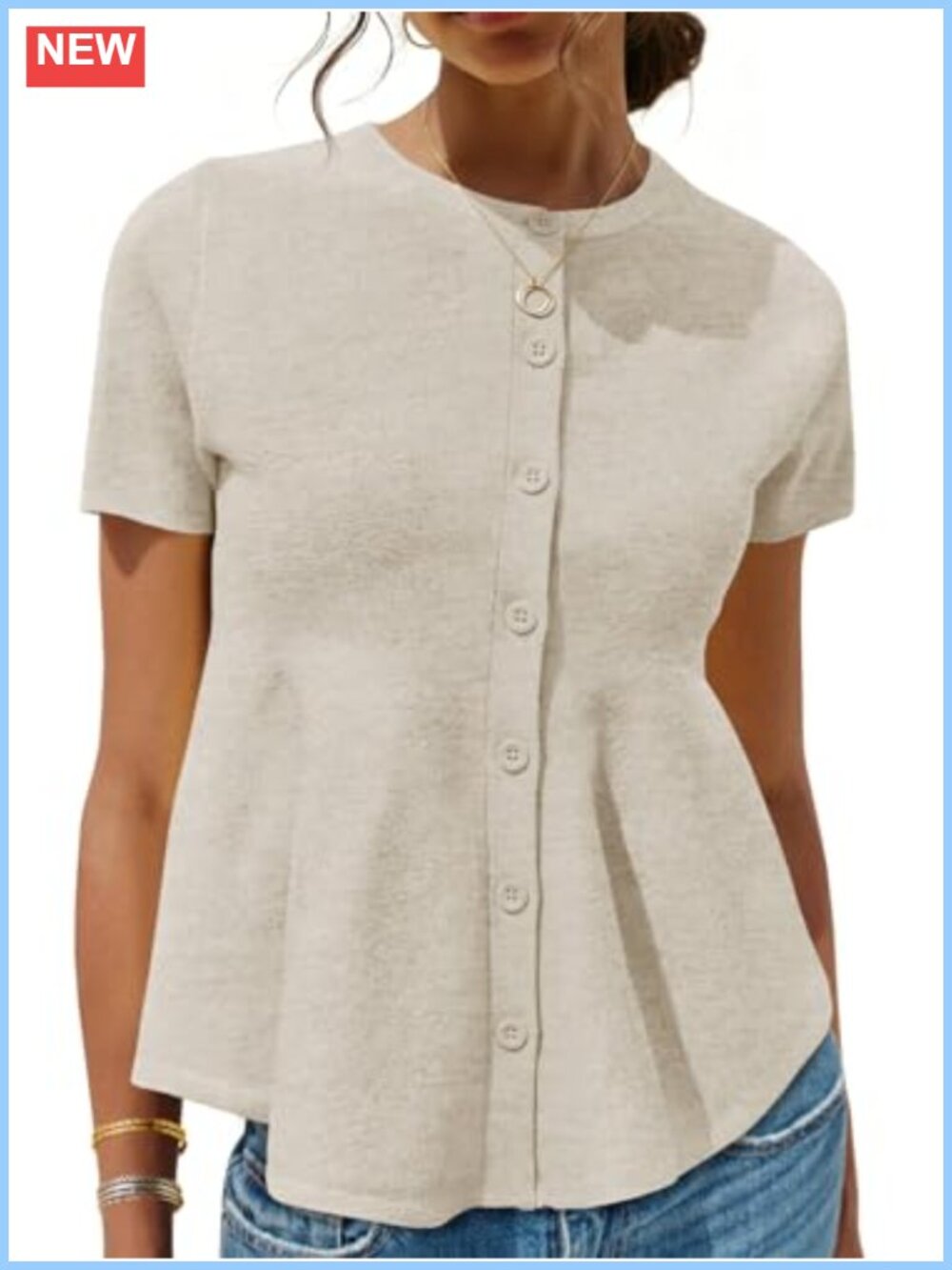 Womens Short Sleeve Babydoll Cardigan Peplum Knit Sweater Lightweight